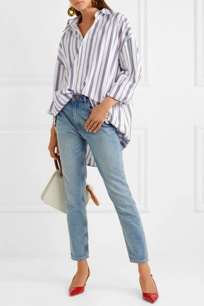 Shop A.w.a.k.e. Oversized Striped Cotton-poplin Shirt