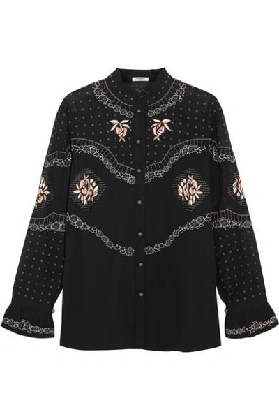 Shop Vilshenko Calina Embroidered Cotton Blouse In Black
