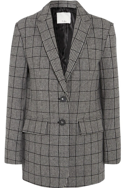 Tibi Tweed Oversized Blazer In Black, Checkered & Plaid. In Black Multi