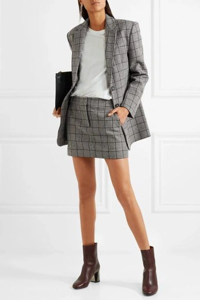 Shop Tibi Aldridge Checked Wool-blend Tweed Mini Skirt In Black