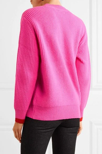 Shop Victoria Victoria Beckham Oversized Wool Sweater In Bright Pink