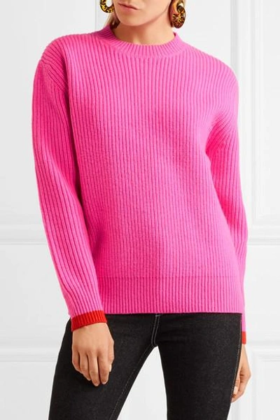 Shop Victoria Victoria Beckham Oversized Wool Sweater In Bright Pink