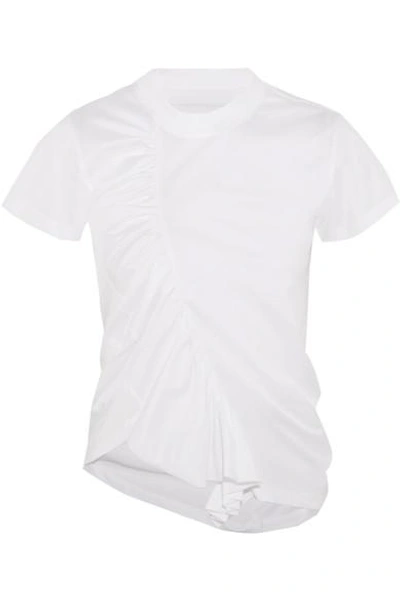 Shop Marques' Almeida Asymmetric Gathered Cotton-jersey T-shirt In White