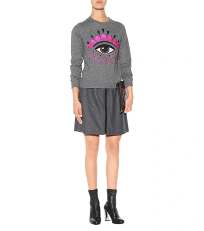 Shop Kenzo Embroidered Cotton Sweatshirt In Aethracite