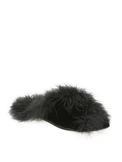 Shop Simone Rocha Faux-fur Bow Slides In Black