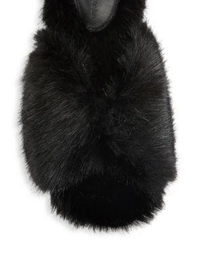 Shop Simone Rocha Faux-fur Bow Slides In Black