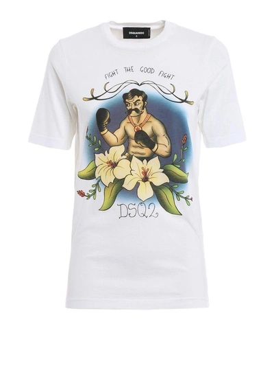 Shop Dsquared2 Fight The Good Fight T-shirt In White