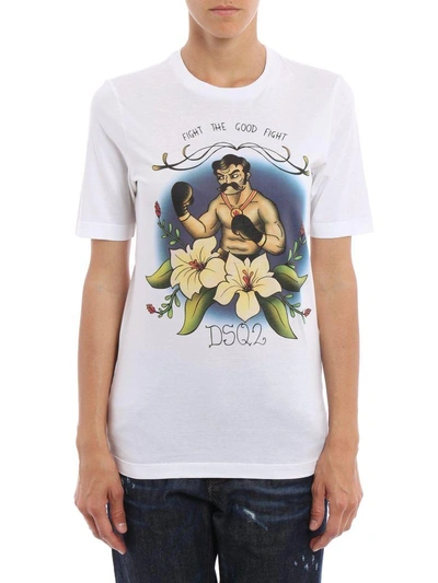 Shop Dsquared2 Fight The Good Fight T-shirt In White