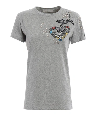 Shop Valentino Heart T-shirt In Grey