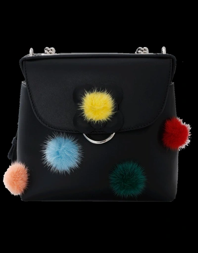 Shop Fendi Back To School Pom Pom Bag In Black