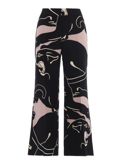 Shop Valentino Printed Trousers In Pink & Purple