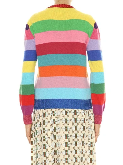 Shop Gucci Striped Pull With Embroidery In Multicolor