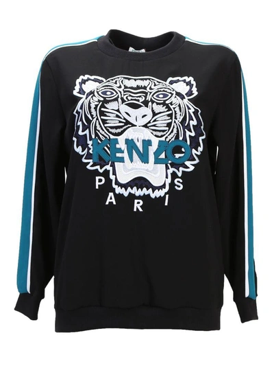 Shop Kenzo Black Crepe Sweatshirt With Tiger
