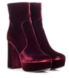 PRADA VELVET PLATEAU ANKLE BOOTS,P00274851