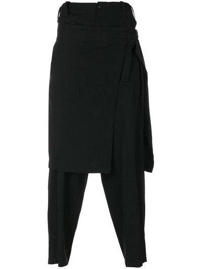 Shop Yohji Yamamoto Wrap Skirt Trousers In Black