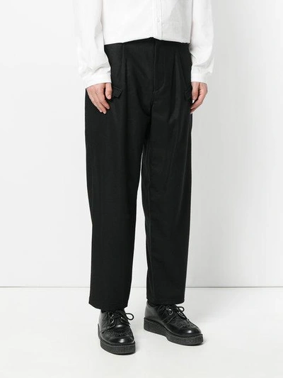 Shop Yohji Yamamoto Side Pocket Trousers In Black