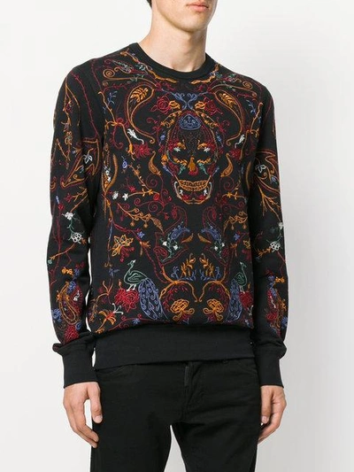Shop Alexander Mcqueen Embroidered Sweatshirt In Black