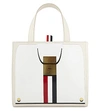 THOM BROWNE Striped small leather tote