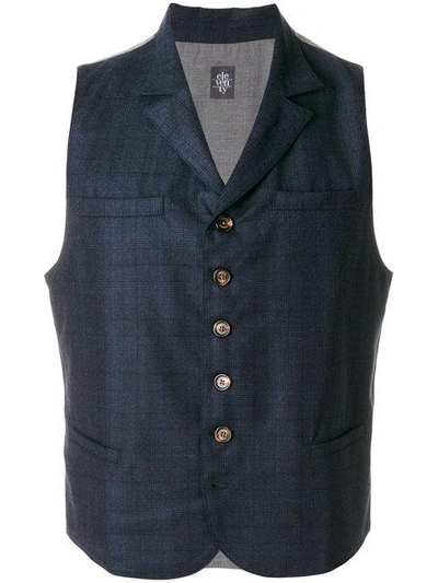 Shop Eleventy Tweed Waistcoat In Blue