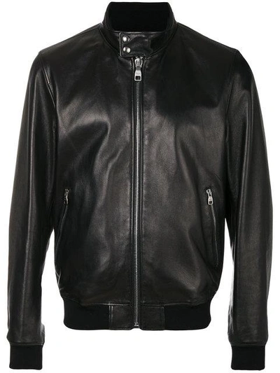 Shop Ferragamo Salvatore  Front Zipped Bomber Jacket - Black