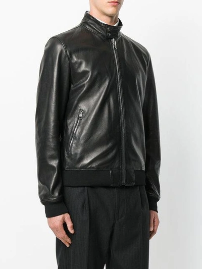 Shop Ferragamo Salvatore  Front Zipped Bomber Jacket - Black