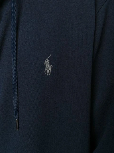 Shop Polo Ralph Lauren Zipped Hooded Sweater In Blue