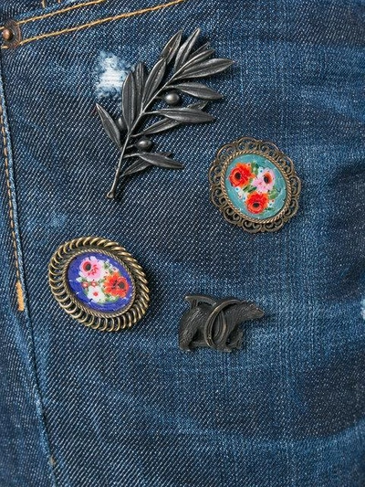 Shop Dsquared2 Denim Pin Brooch Jeans