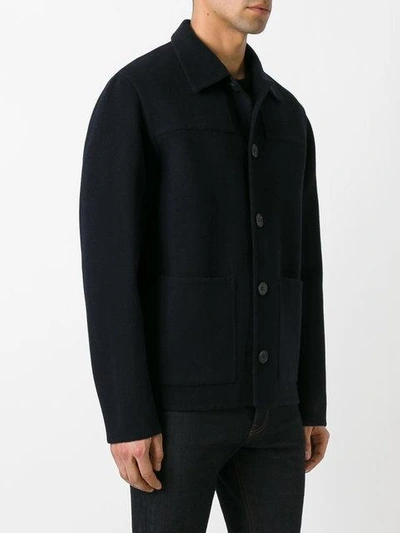 Shop Ami Alexandre Mattiussi Buttoned Jacket Patch Pockets In Blue