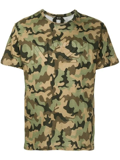 Shop N°21 Camouflage Print T-shirt In Green