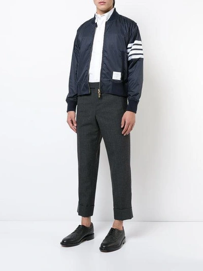 Shop Thom Browne Seamed 4-bar Stripe Ripstop Bomber In Blue