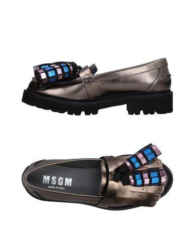 Shop Msgm Loafers In Bronze