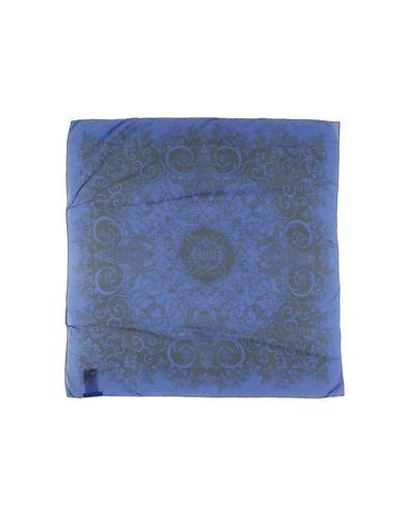 Shop Versace Square Scarves In Blue
