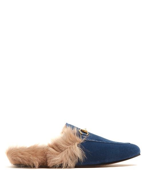 gucci fur slippers mens