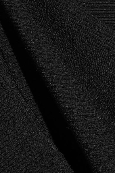 Shop Helmut Lang Tie-back Ribbed Stretch-knit Top In Black