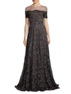 MARCHESA ILLUSION OFF-THE-SHOULDER EMBROIDERED GOWN,0400094832894