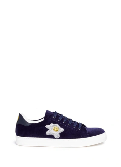 Shop Anya Hindmarch 'egg' Glitter Embossed Velvet Sneakers