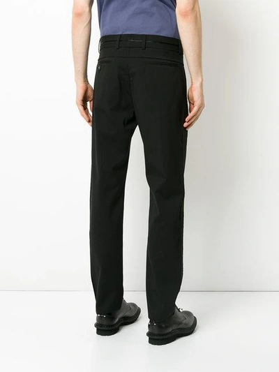 Shop Oamc Satin Stripe Detail Trousers - Black