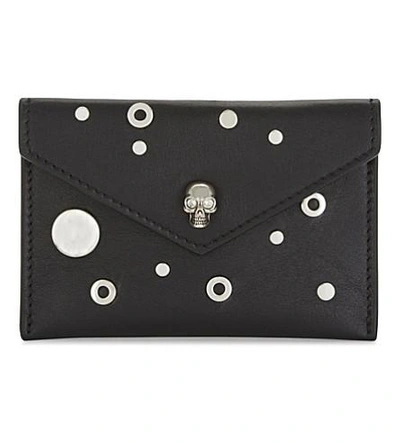 Shop Alexander Mcqueen Skull Leather Card Holder In Black