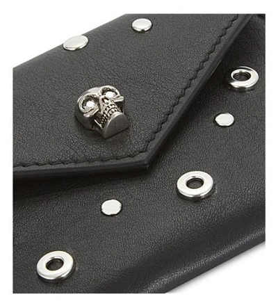 Shop Alexander Mcqueen Skull Leather Card Holder In Black