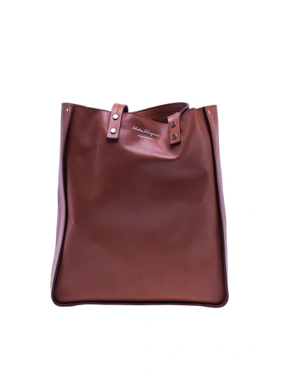 Ferragamo Slavatore  Boxy Tote In Brown