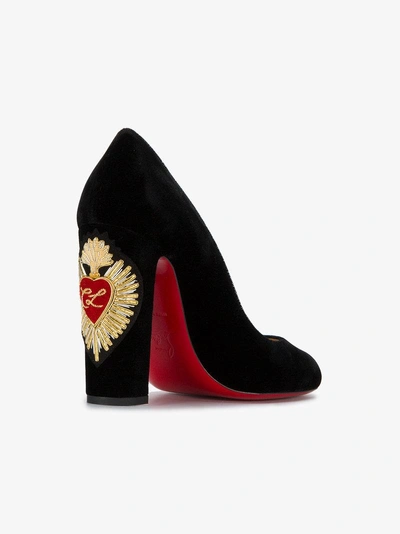 Christian Louboutin Cadrilla Corazon 110 Crest-embroidered Pumps In Black |  ModeSens