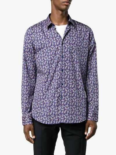 Shop Fendi Jaguar Printed Shirt In Blue