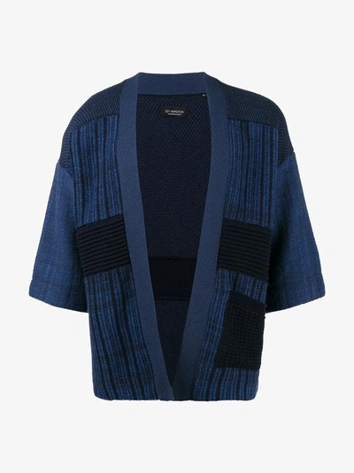 Shop Curieux Ripple Noragi Kimono Cardigan In Blue