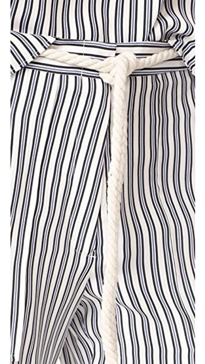 Shop Jenni Kayne Drawstring Crop Pants In Ivory/black/blue