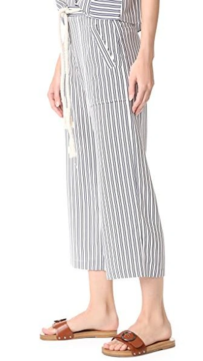 Shop Jenni Kayne Drawstring Crop Pants In Ivory/black/blue