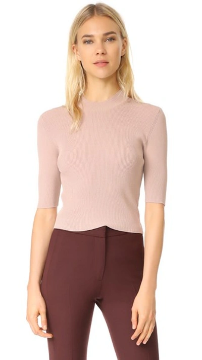 Dion Lee Fitted Short Sleeve Knit Rib Top In Muted Pink