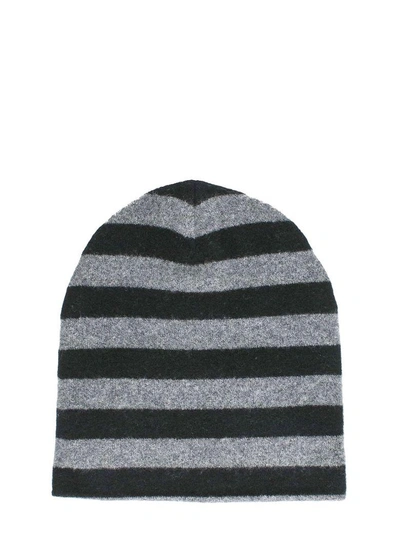 Shop Alexander Wang Black-grey Wool Striped Beanie