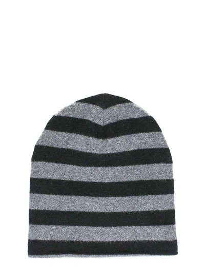 Shop Alexander Wang Black-grey Wool Striped Beanie