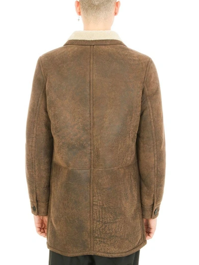 Shop Neil Barrett Shearling Brown Lambskin Coat