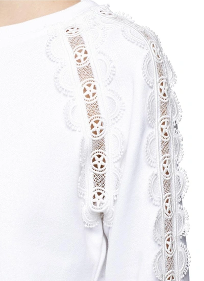 Shop Chloé Star Crochet Lace French Terry Sweatshirt